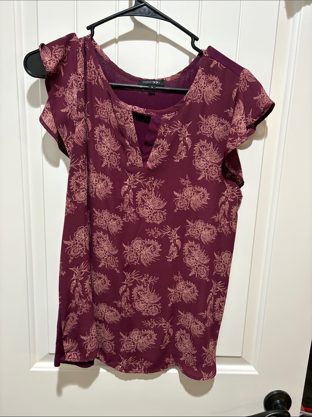 Papermoon Burgundy Floral Split-Neck Blouse